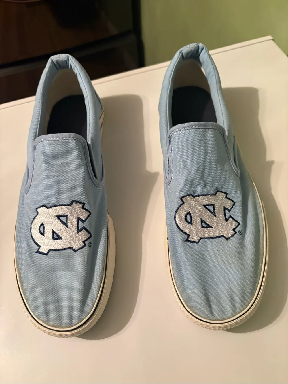 Forever Collectibles Light Blue Canvas Slip-On Loafers with White UNC Logo